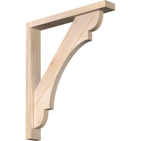 Ekena Millwork Olympic Block Smooth Bracket w/ Offset Brace, Douglas Fir, 3 1/2"W x 24"D x 28"H BKT0402X24X28OLY05SDF